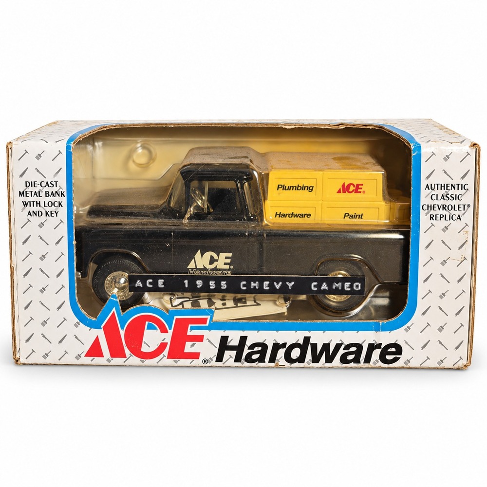 Ertl 1955 Chevy Cameo Truck Bank Unisex 1/25 Black Excellent Ace Hardware Retro
